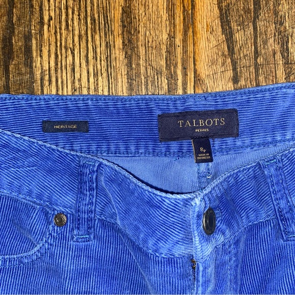 Talbots Heritage Blue Corduroy Pants Size 8P - Picture 3 of 3